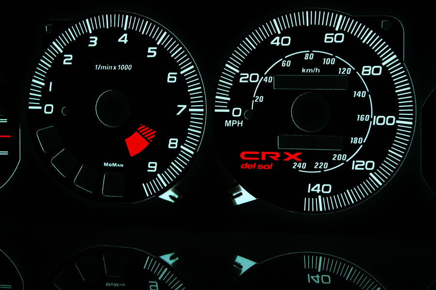 Honda crx del sol glow gauges plasma tacho plasma dials face gauge ...