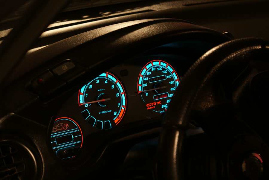 Honda crx del sol glow gauges plasma tacho plasma dials face gauge ...