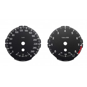 BMW Seria 1 E82 - Replacement instrument cluster dials, face counter gauges from MPH to km/h