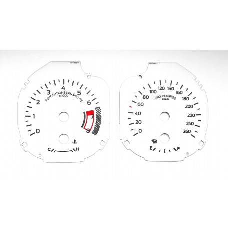 Ford Mustang (from 2015) - custom white replacement instrument cluster MPH to km/h