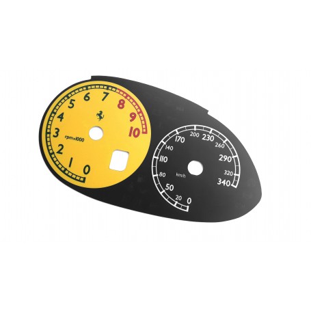 Ferrari 612 Scaglietti - replacement tacho dials, face counter gauges MPH to km
