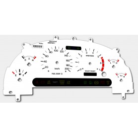 Ford Mustang 1999-2004 white custom replacement tacho face gauge from MPH to km/h