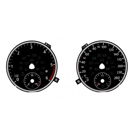 Volkswagen Sharan 7N - Replacement tacho dials gauges - converted from MPH to Km/h Counter