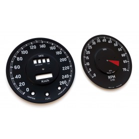 Jaguar E-Type - Speedometer, tachometer, gauge, restoration MPH to km/h
