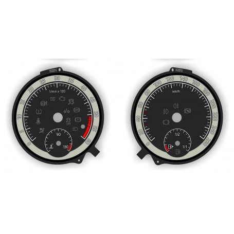 Skoda Octavia 3 - Replacement tacho dials, face counter gauges - converted from MPH to Km/h