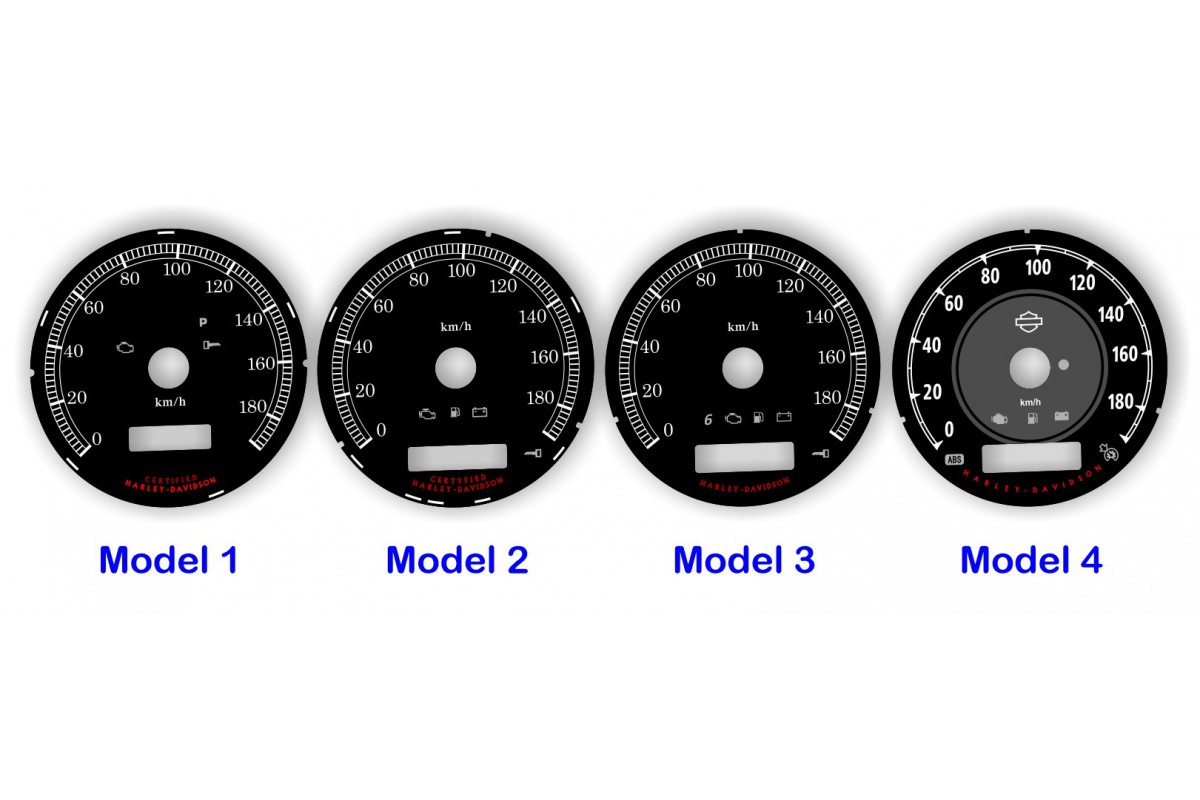 Harley Davidson Dyna 4” (80mm) replacement instrument cluster speedo dial