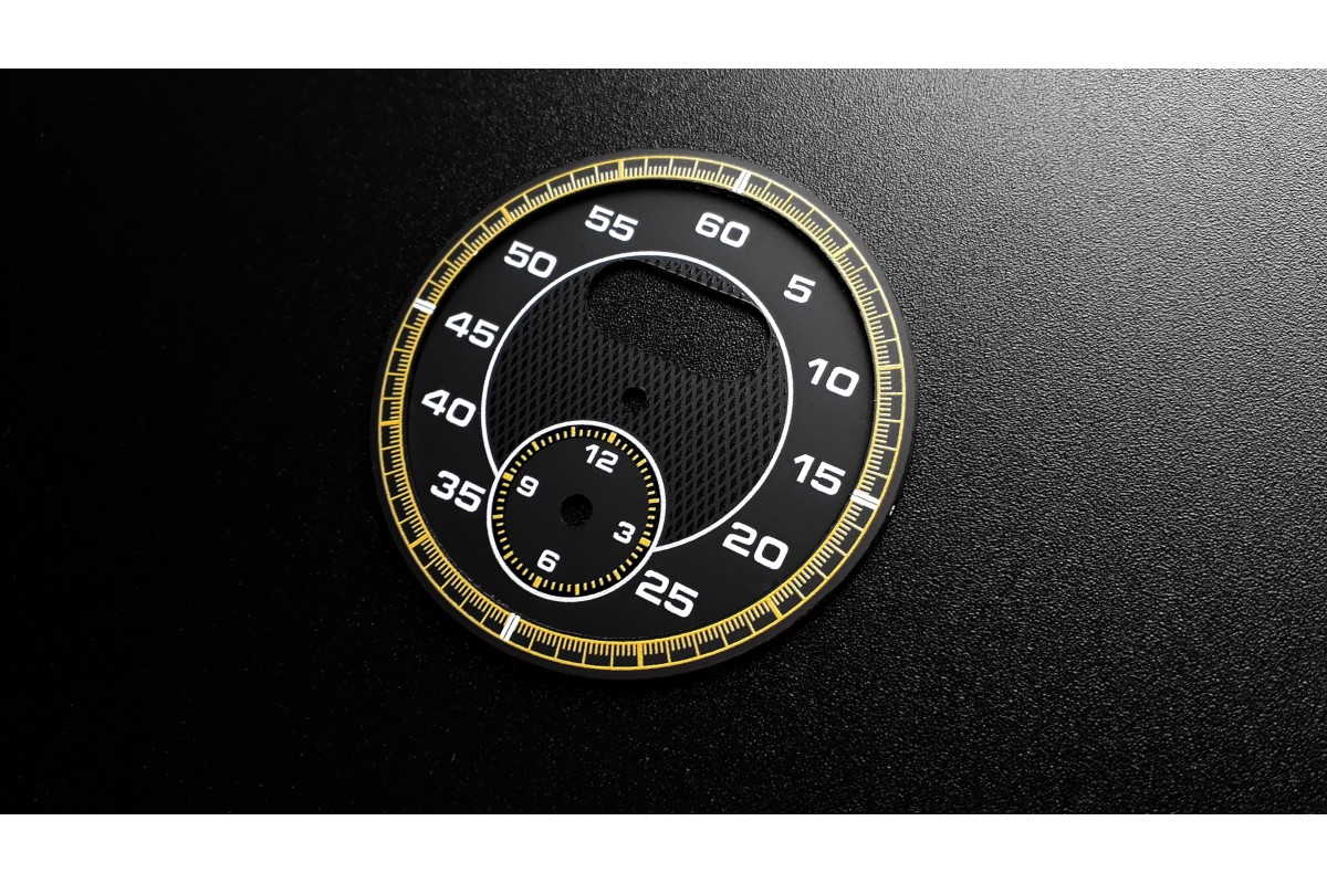 Porsche Cayman, Panamera, Cayenne BLACKYELLOW clock dial replacement, clock face, watch