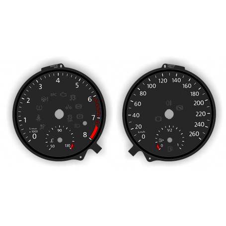Volkswagen Passat B8 - Replacement tacho dials - converted from MPH to KM/H