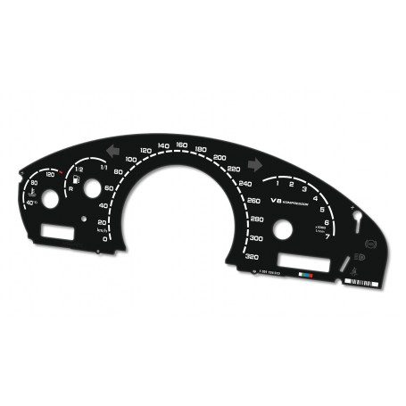 Mercedes-Benz V8 W215, C215, W220, CL for AMG - Replacement tacho dials, face counter gauges - converted from MPH to Km/h
