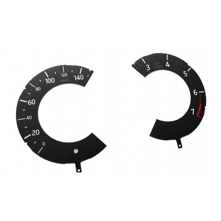Jaguar XE - Replacement tacho dials, face counter gauges, faces - converted from MPH to Km/h