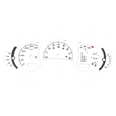 Porsche 911 (996) - After Lift - Replacement tacho dial, instrument cluster gauges - converted from MPH to Km/h White Custom