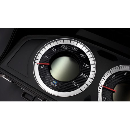 Volvo S60, V60, XC60, S80, V70, XC70 - SWEDEN CARBON tarcze licznika zamiennik z MPH na km/h