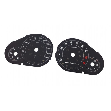 Maserati GranTurismo S - Replacement tacho dials, counter faces gauges - converted from MPH to Km/h