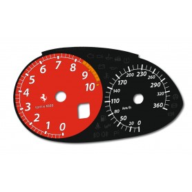 Ferrari 612 Scaglietti RED - replacement tacho dials, face counter gauges MPH to km/h