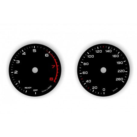 Audi A4 (B9) Replacement tacho dial - converted from MPH to Km/h