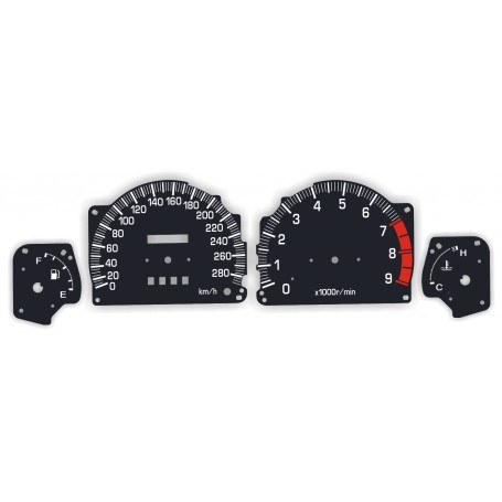 Subaru STI Type RA 96 - replacement instrument cluster dials counter gauges from MPH to KMH