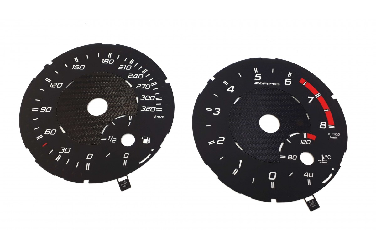 Mercedes GLA, CLA gauges replica for AMG black replacement