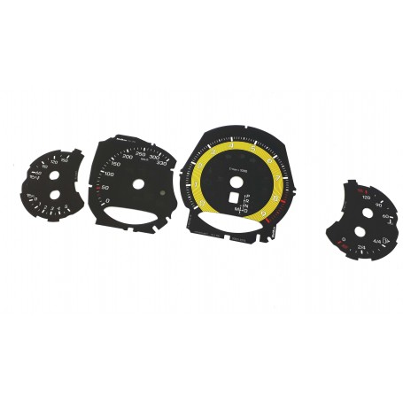 Porsche 911 - 991 - Custom Yellow Replacement tacho dials - converted from MPH to Km/h