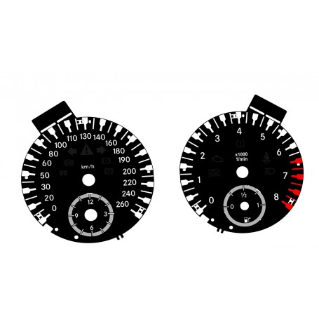 Mercedes-Benz R171 SLK 350 160 Mph to 260 Kmh installation with factory bezel from mileage-based speedometer