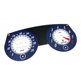 Maserati 4200GT Coupe - Replacement tacho dials, face counter gauges - converted from MPH to Km/h