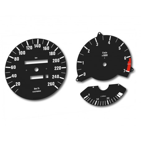 BMW E24 - Replacement tacho dials, counter gauges faces - converted from MPH to Km/h