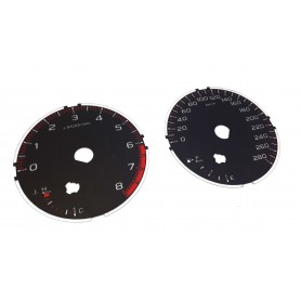 Subaru WRX - replacement instrument cluster dials, face counter gauges MPH to km/h