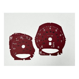 Porsche Macan T custom gauge face dials (burgundy) converted from MPH to KM/H