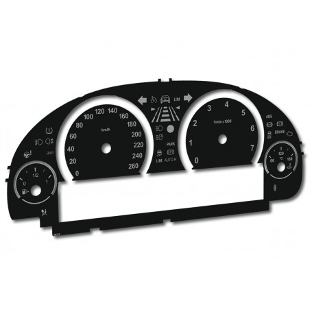 BMW F01, F02, F06, F07, F10, F11, F12, F15, F18, F25 - zamiennik tarcz licznika z MPH na km