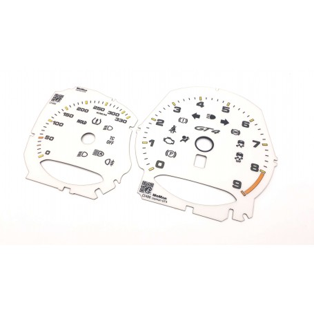 Porsche Macan GT4 white gauge face dials converted from MPH to KM/H