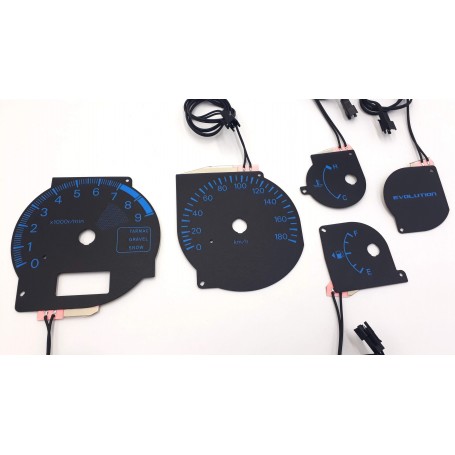 Mitsubishi Lancer EVO 7, 8, 9 Custom Blue PLASMA TACHO GLOW GAUGES TACHOSCHEIBEN DIALS