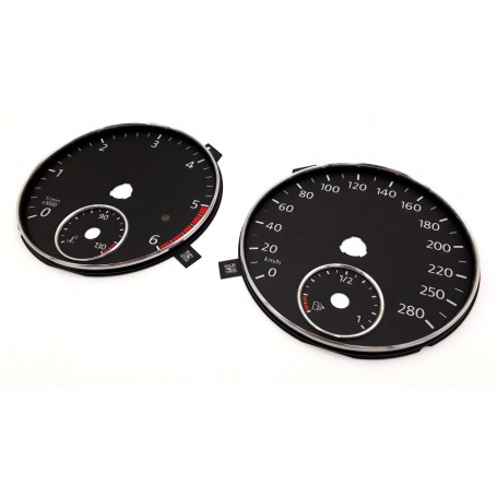 Volkswagen EOS 2010-2015 - Replacement tacho dials, counter gauges faces - converted from MPH to Km/h