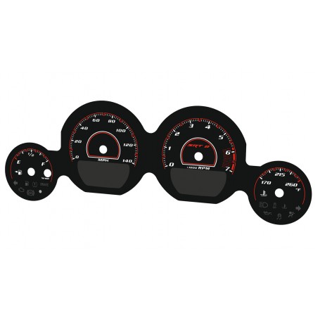 2011-2014 Dodge Challenger replacement speedo faces dials 140MPH 7000 RPM SRT style