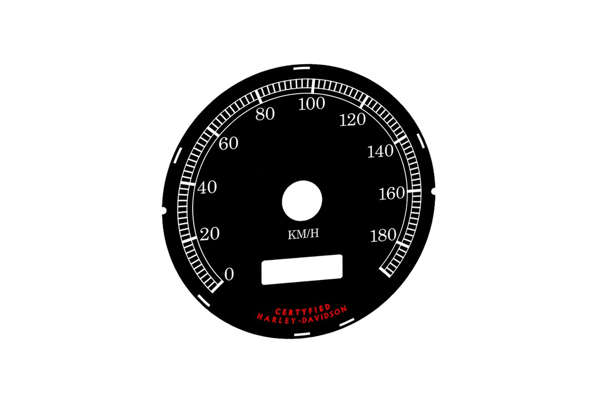 Harley Davidson Dyna 4” (80mm) replacement instrument cluster speedo dial