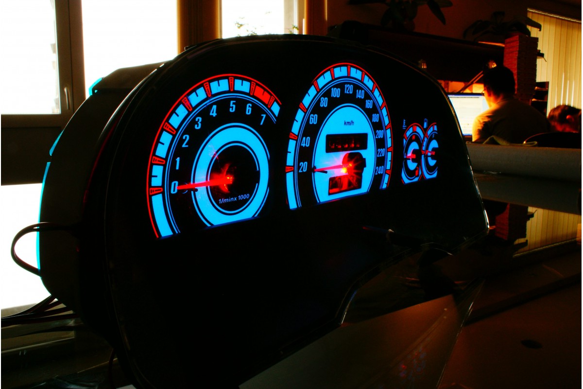 Blauer Tacho + MID Display Opel Astra F Vectra A PnP (Tachobeleuchtung  Blau), LED Tacho- & Armaturenbel.