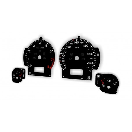 Audi A8 (D3 2000–2009) Replacement tacho dial - converted from MPH to Km/h