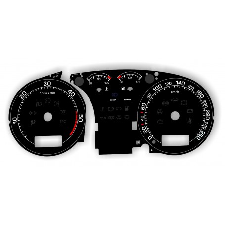 Skoda Octavia I after lift - Replacement dial - converted from MPH to Km/h