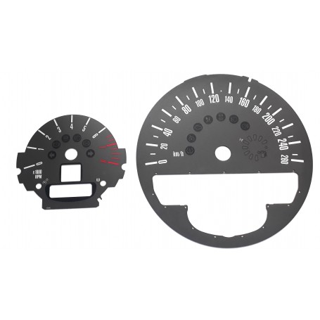 Mini 2, Countryman - Replacement dials, counter faces, gauges - grey - converted from MPH to Km/h