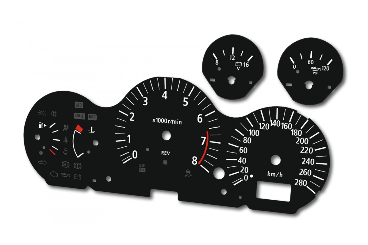for Nissan 350 Z glow gauge plasma dial tachoscheibe glow indicator MPH KMH 