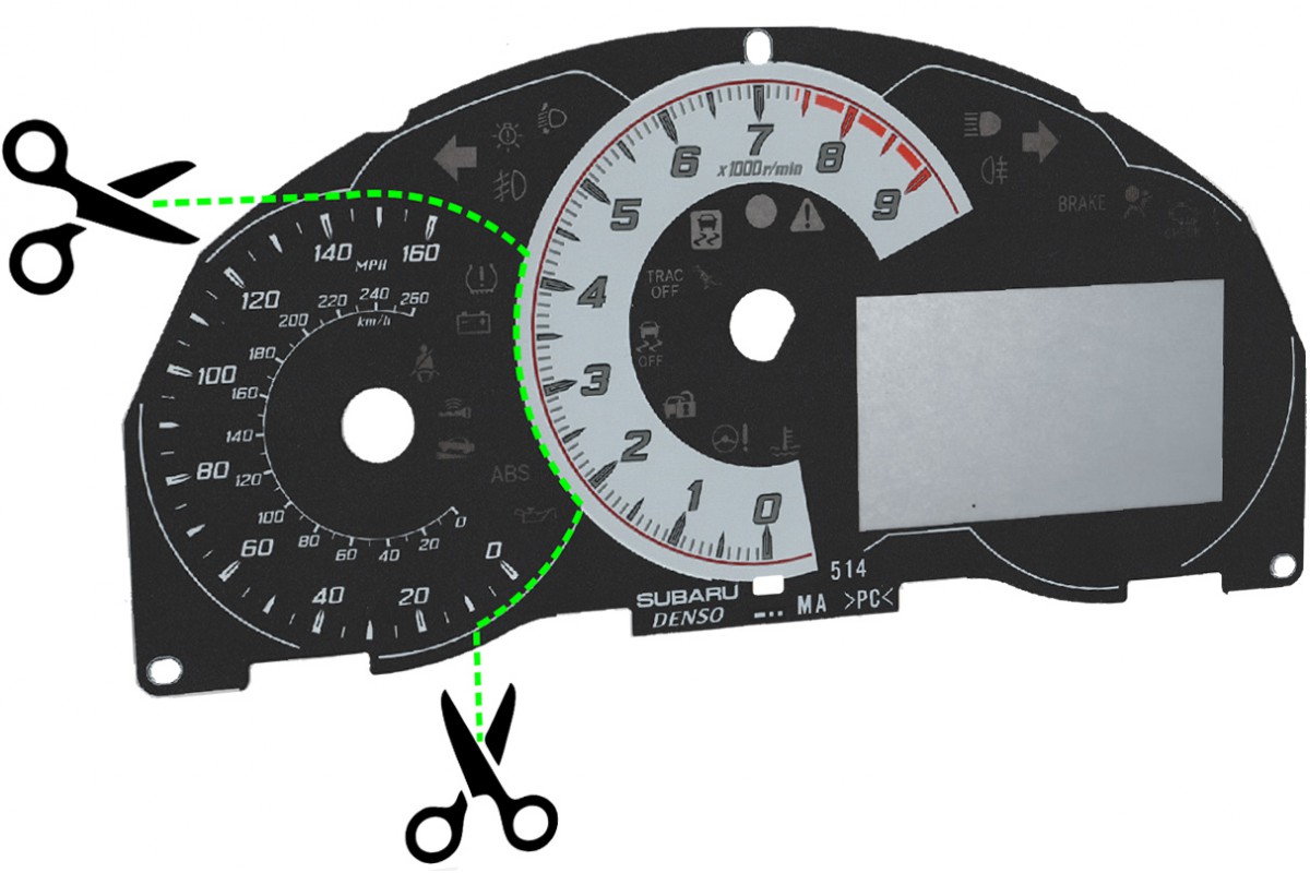 Toyota GT86 tarcze licznika zamiennik, zegary z MPH na km/h