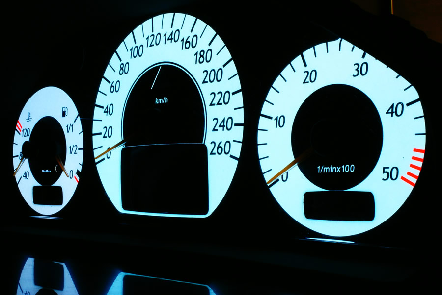 Mercedes W210 E Klasse Plasma Tacho Illuminated Glow Gauge Tachoscheibe Dials